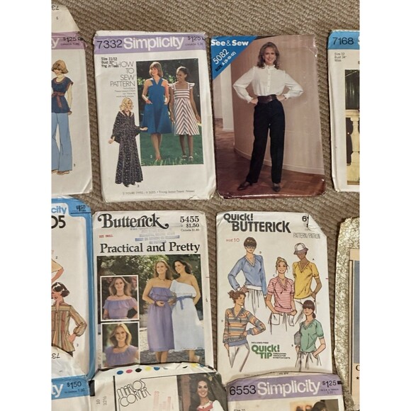 Lot of  20 Vintage Sewing Patterns 70s 80s +  Boho Retro bell bottoms - Picture 14 of 16